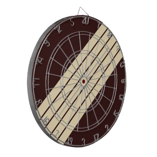 Bruin Beige Gestreepte 70s 80s Klassieke Retro Str Dartbord (Voorkant Links)