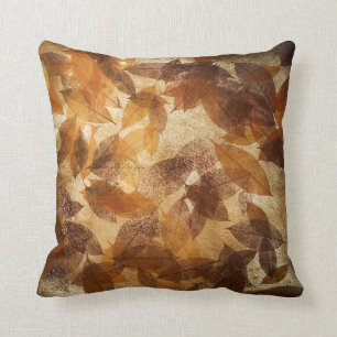 Bruin Beige Gold Leafs Autumn Linen Kussen