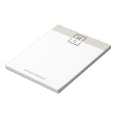 Bruin Beige Groen Schoon Manly Monogram & Naam Notitieblok (Linkerzijde)