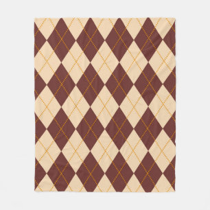 Bruin Beige Herfst Argyle Diamant Patroon Fleece Deken