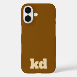 bruin &beige initiaal monogram  iPhone 16 hoesje