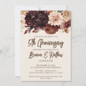 Bruin Beige Ivoor Bloemen 5e Bruiloft Jubileum Kaart (Voorkant)