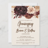 Bruin Beige Ivoor Bloemen Bruiloft Jubileum Kaart (Voorkant)