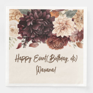 Bruin Beige Ivoor Bloemen Party Servetten