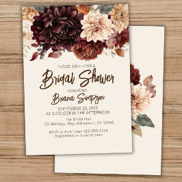 Bruin Beige Ivory Flowers Vrijgezellenfeest Kaart