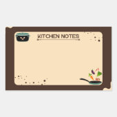 Bruin Beige Keuken Notities Cartoon Tekeningen Rechthoekige Sticker (Voorkant)