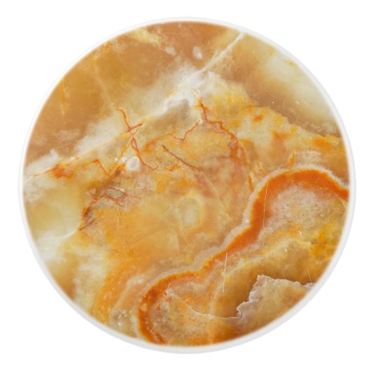 Bruin & Beige Marmeren Print Keramische Knop (Voorkant)