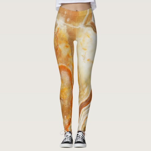 Bruin & Beige Marmeren Print Leggings (Voorkant)