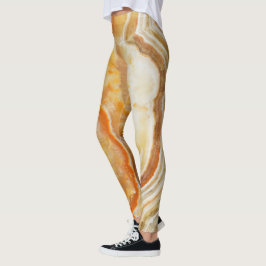 Bruin & Beige Marmeren Print Leggings