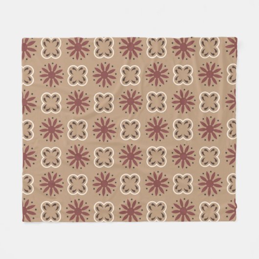 Bruin Beige Marokkaans Mozaïek Geometrisch Patroon Fleece Deken (Voorkant (Horizontaal))
