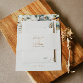 Bruin Beige minimalistische rustieke bruiloft Uitnodigingen Wikkel