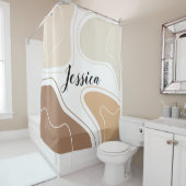 Bruin Beige Moderne Geometrische vormen Patroonnaa Douchegordijn (In situ)