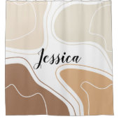 Bruin Beige Moderne Geometrische vormen Patroonnaa Douchegordijn (Voorkant)