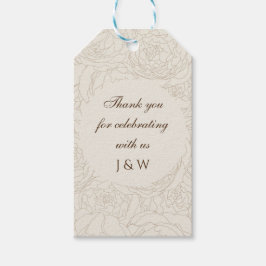 Bruin beige monogrammen bruiloft gunst zakken cadeaulabel