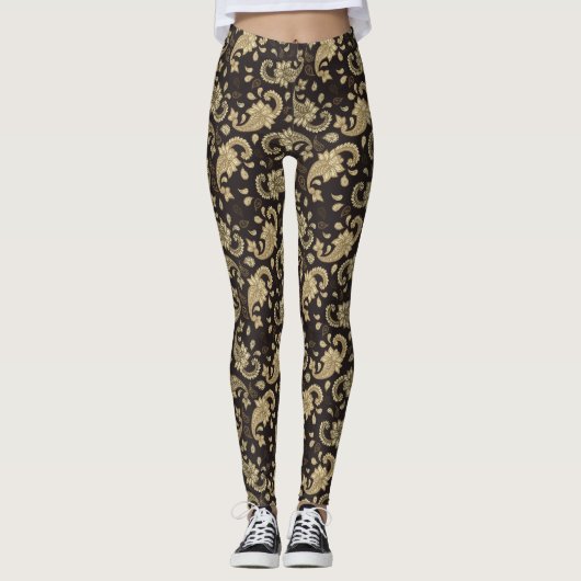 Bruin-beige paisley patroon leggings (Voorkant)