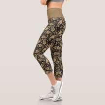 Bruin-beige paisleypatroon hoge taille capribroek