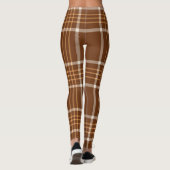 Bruin Beige Plaid Tartan Geruite Patroon Leggings (Achterkant)