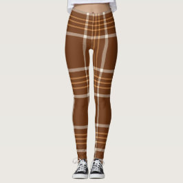 Bruin Beige Plaid Tartan Geruite Patroon Leggings