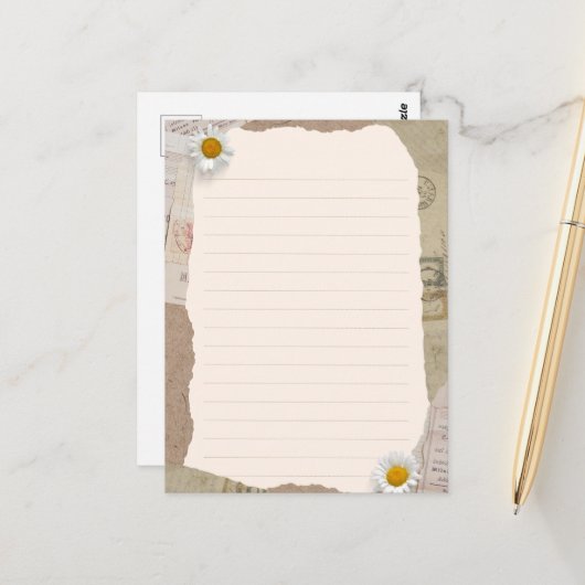 Bruin beige plakboek omzoomde notities (Voorkant / Achterkant in situ)