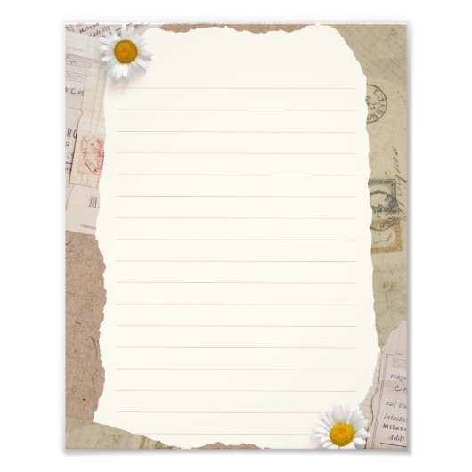 Bruin beige plakboek omzoomde notities foto afdruk (Voorkant)