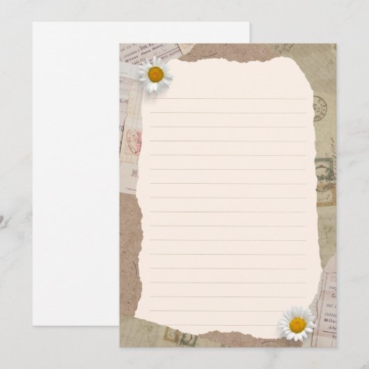 Bruin beige  plakboek omzoomde notities kaart (Voorkant / Achterkant)