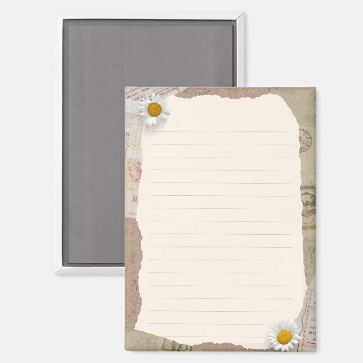 Bruin beige plakboek omzoomde notities magneet (Voorkant / Achterkant)