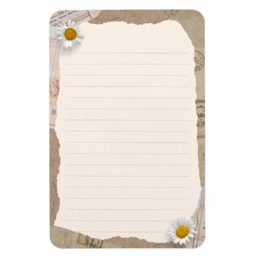 Bruin beige  plakboek omzoomde notities magneet (Verticaal)