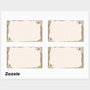 Bruin beige  plakboek omzoomde notities rechthoekige sticker