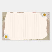 Bruin beige  plakboek omzoomde notities rechthoekige sticker (Voorkant)