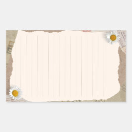 Bruin beige plakboek omzoomde notities rechthoekige sticker