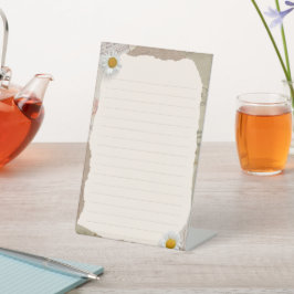 Bruin beige plakboek omzoomde notities reclamebord met voetstuk