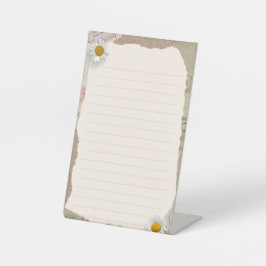 Bruin beige plakboek omzoomde notities reclamebord met voetstuk