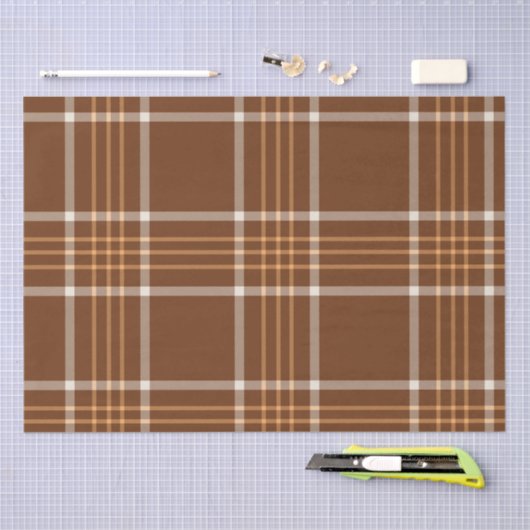 Bruin Beige Pset tartan gevarieerd patroon Tissuepapier (Craft)