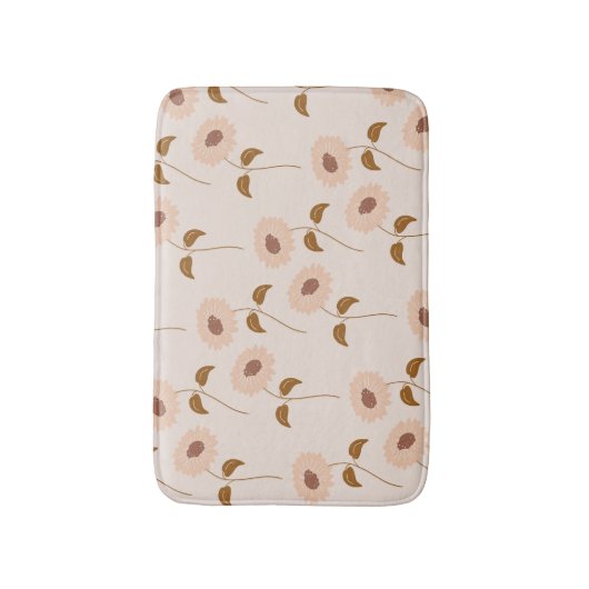 Bruin Beige Retro Y2K Hippie Zonnebloem Patroon Badmat (Voorkant Verticaal)