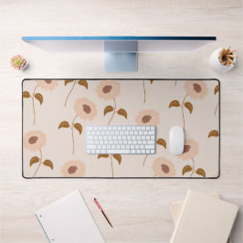 Bruin Beige Retro Y2K Hippie Zonnebloem Patroon Bureaumat