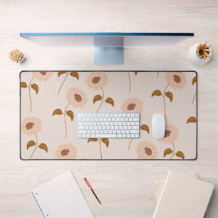 Bruin Beige Retro Y2K Hippie Zonnebloem Patroon Bureaumat