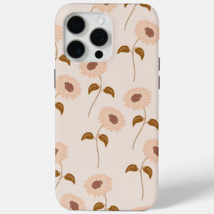 Bruin Beige Retro Y2K Hippie Zonnebloem Patroon iPhone 15 Pro Max Hoesje
