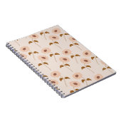 Bruin Beige Retro Y2K Hippie Zonnebloem Patroon Notitieboek (Rechterzijde)