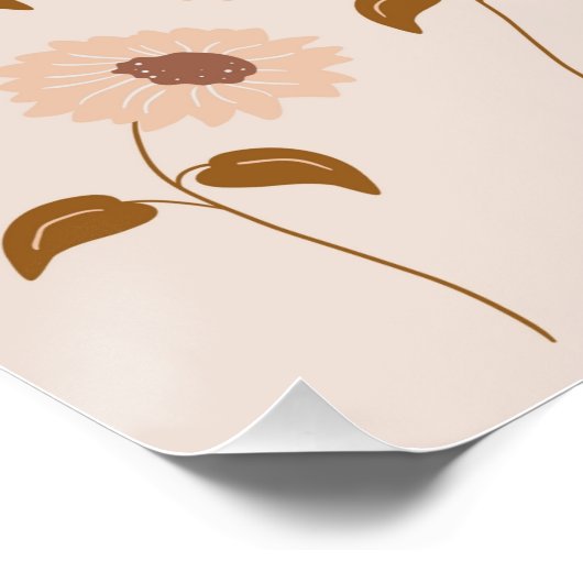 Bruin Beige Retro Y2K Hippie Zonnebloem Patroon Perfect Poster (Hoek)