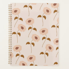 Bruin Beige Retro Y2K Hippie Zonnebloem Patroon Planner