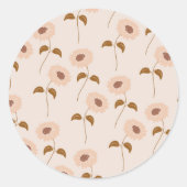 Bruin Beige Retro Y2K Hippie Zonnebloem Patroon Ronde Sticker (Voorkant)