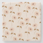 Bruin Beige Retro Y2K Hippie Zonnebloem Patroon Stenen Onderzetter (Voorkant)