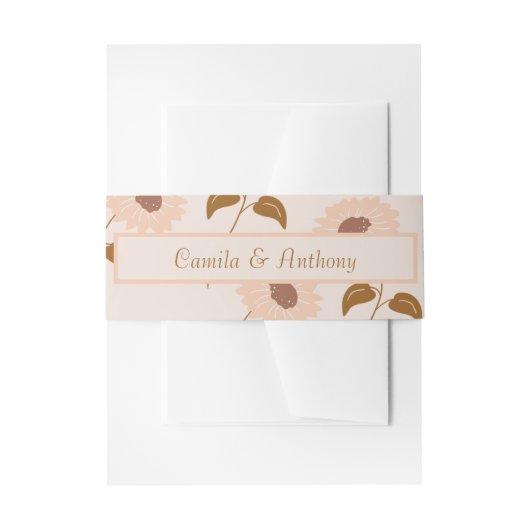 Bruin Beige Retro Y2K Hippie Zonnebloem Patroon Uitnodigingen Wikkel (Voorkant Voorbeeld)