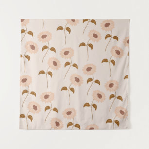 Bruin Beige Retro Y2K Hippie Zonnebloem Patroon Wandkleed