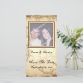 Bruin beige rol blad bruiloft Save the Date (Staand voorkant)