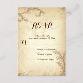 bruin beige rolblad bruiloft RSVP Kaartje