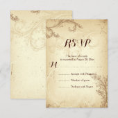  bruin beige rolblad bruiloft RSVP Kaartje (Voorkant / Achterkant)