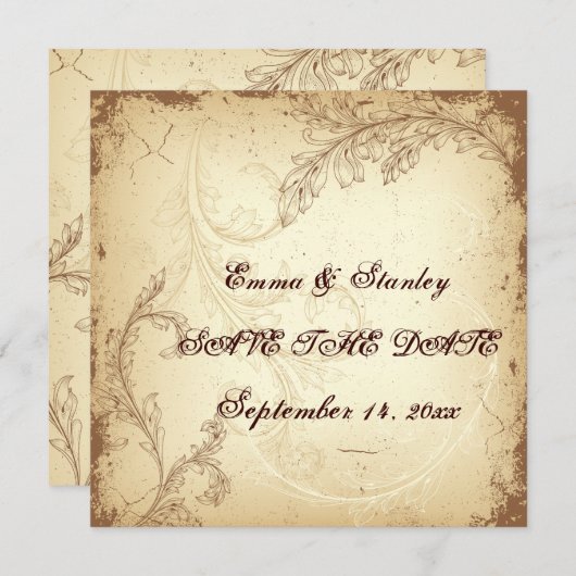 bruin beige rolblad Save the Date (Voorkant / Achterkant)