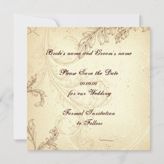  bruin beige rolblad Save the Date (Achterkant)