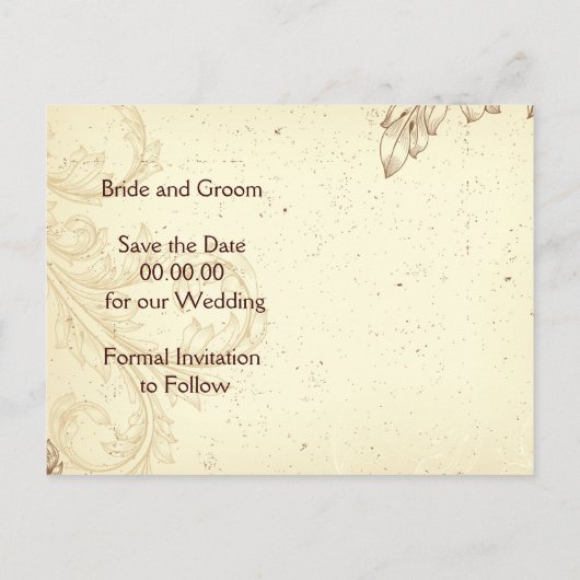 bruin beige rolblad Save the Date Aankondigingskaart (Achterkant)